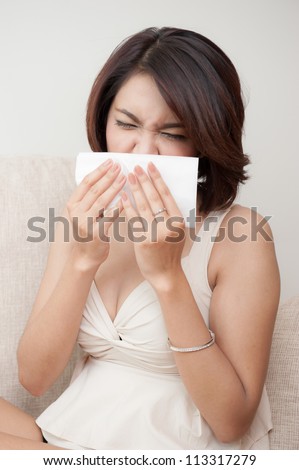 woman sick with Flue and fever