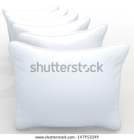 3d clean white pillows, cushions blank template in isolated with clipping paths, work paths included