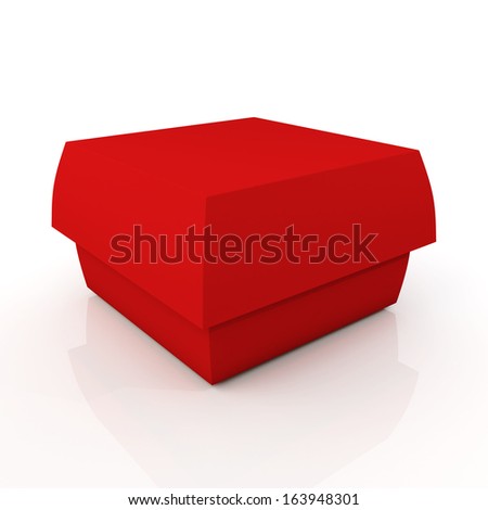 3d red carton box container fast food, snack, French fries, Hamburger blank template in isolated background with work paths, clipping paths included