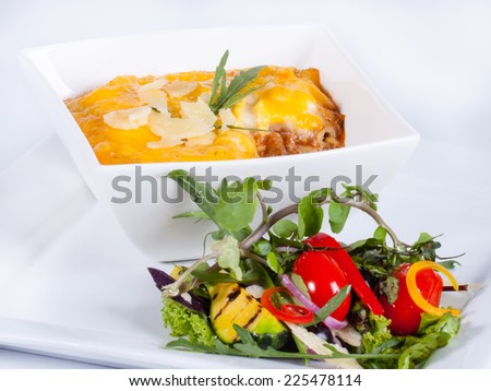 Beef Lasagne with mixed garden salad