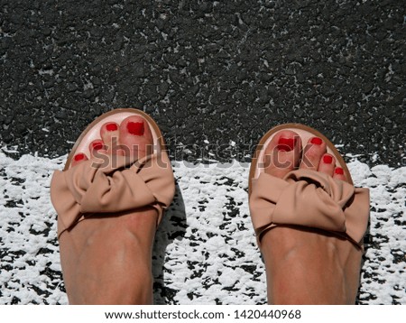 Similar – Image, Stock Photo flip-flop crosswalk