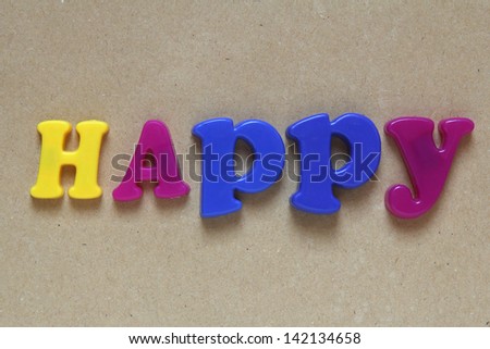 word happy on carton background