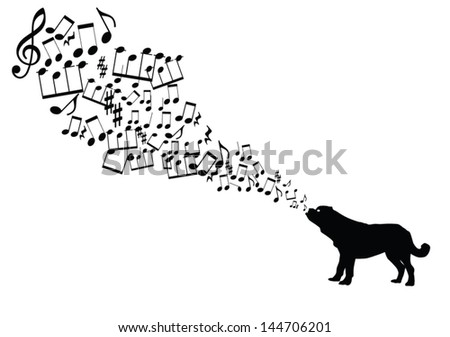 music notes takes off from dog's mouth