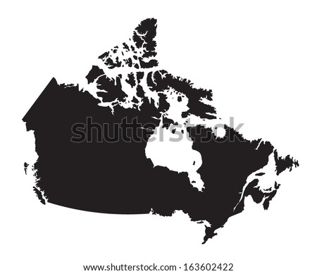 black and white map of Canada