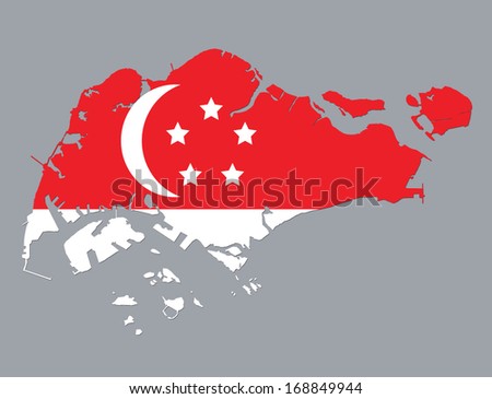 map and flag of Singapore