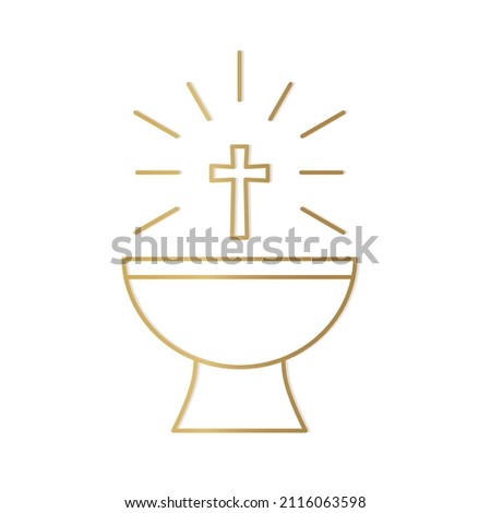 golden baptismal font icon- vector illustration Stock foto © 