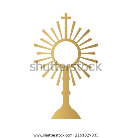golden Sacrament of the Eucharist, Holy Communion, Corpus Christi, Monstrance- vector illustration Foto stock © 