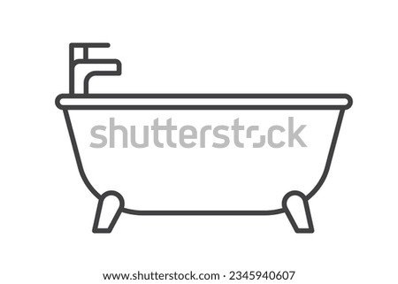 black outline bathtub icon- vector illustration
