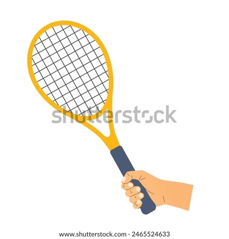 hand holding tennis racket- vector illustration