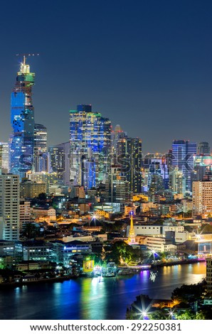 Bangkok cityscape. Bangkok night view in the business district. at night.