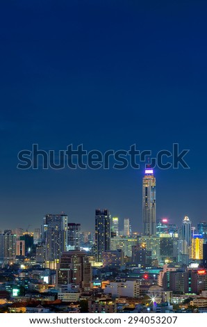 Bangkok cityscape. Bangkok night view in the business district at night.