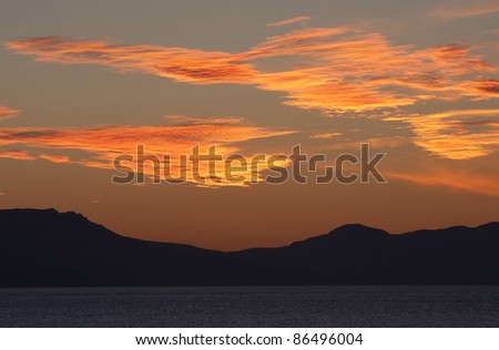 Beautiful sunset above the Black Sea, Crimea