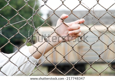Hands (of a child) Mesh cage