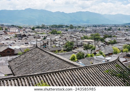 LIJIANG, CHINA - SEP 5 2014: Roof at Old Town of Lijiang(UNESCO World heritage site). a famous landmark in Lijiang, Yunnan, China.