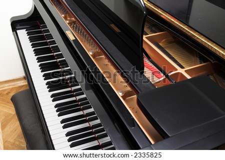 Open concert piano. Classic music and fine art concept