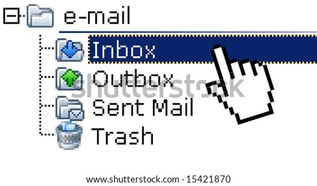 Monitor screen showing selected email inbox folder. E-mail communication concept