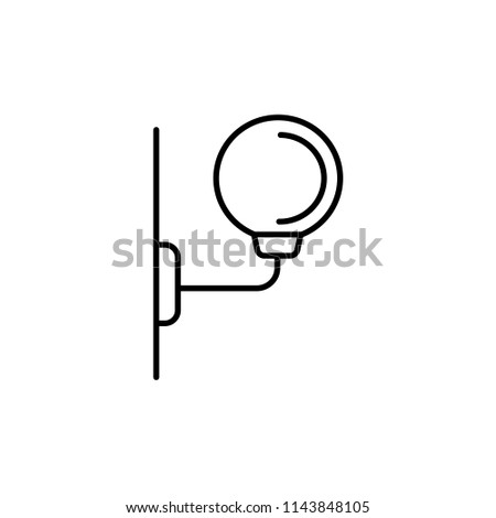 Vector illustration of modern wall lamp. Line icon of globe uplight sconce. Home & office lighting. Isolated object on white background.