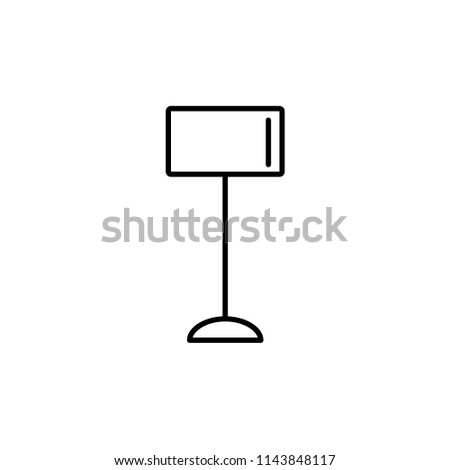 Vector illustration of classic floor lamp. Line icon of drum torchiere. Standing light fixture. Home & office lighting. Isolated object on white background.