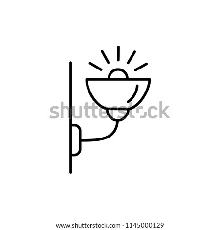 Vector illustration of modern wall lamp. Line icon of uplight sconce. Home & office lighting. Isolated object on white background.