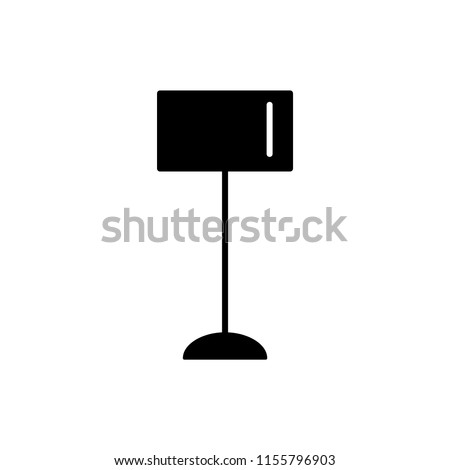 Vector illustration of classic floor lamp. Flat icon of drum torchiere. Standing light fixture. Home & office lighting. Isolated object on white background.