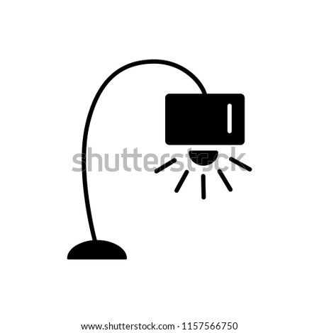 Vector illustration of modern floor lamp. Flat icon of standing light fixture. Home & office lighting. Torchiere. Isolated object on white background.