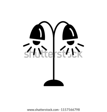 Vector illustration of tree floor lamp. Flat icon of 2 light torchiere. Standing light fixture. Home & office lighting. Isolated object on white background.