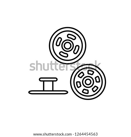 Black & white illustration of metal snap fasteners. Stud denim buttons. Vector line icon. Isolated object on white background ストックフォト © 