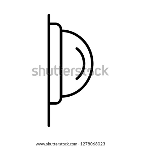 Black & white vector illustration of wall sconce half circle lamp. Line icon of outdoor & indoor light fixture. Isolated object on white background