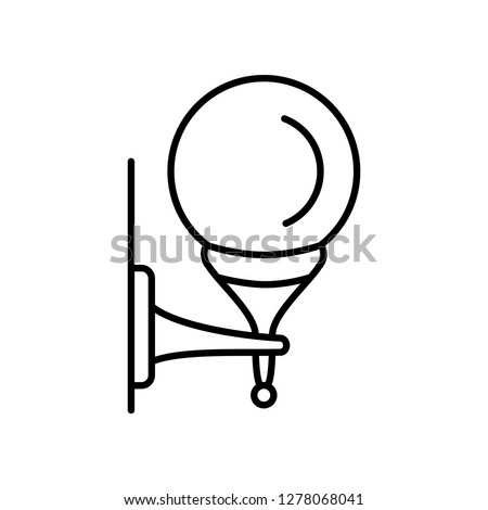 Black & white vector illustration of wall sconce globe lamp. Line icon of outdoor & indoor light fixture. Isolated object on white background