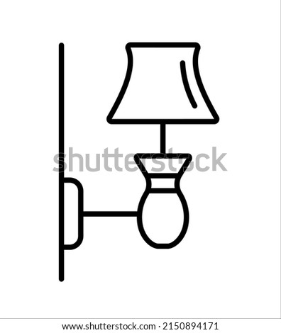 Vintage country cottage sconce. Vector line icon. Living room or bedroom wall light. Antique interior decor element. Isolated object on white background