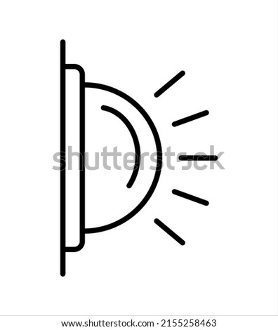 Flush mount modern sconce. Vector line icon. Round wall light for home hallway, living room or bedroom. Indoor or outdoor decor element in contemporary style. Isolated object on white background