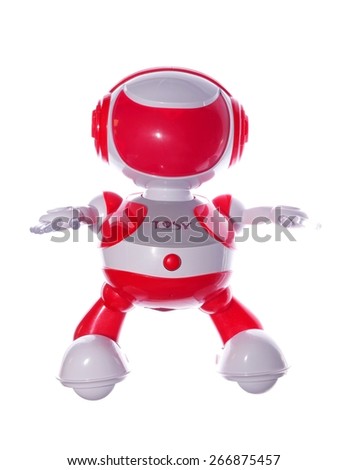 BUCHAREST, ROMANIA - APRIL 06, 2015: DiscoRobo - a robot toy built by Tosy Robotics JSC company. It is a popular smart toy wich can feel the music and dance with 56 moves. It has 8 facial expressions