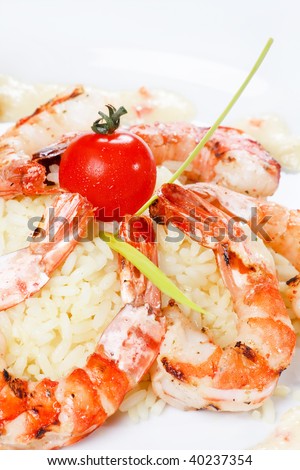 king tiger prawn shrimp with rice