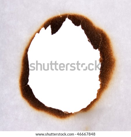 Burn hole in white paper