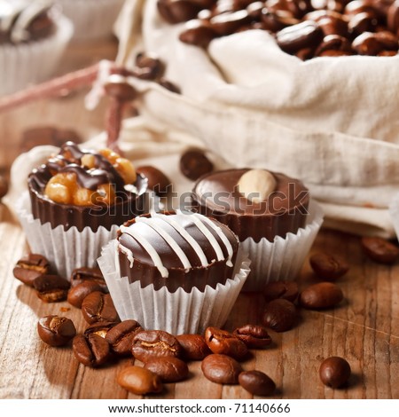 chocolate sweets with coffee beans