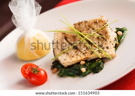 white fish with spinach