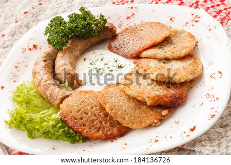 potato pancakes with sausage