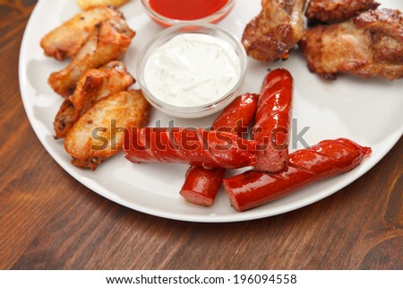Appetizer plate with dipping sauces