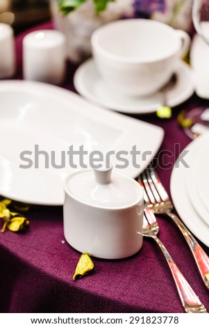 Ceramic tableware on the table