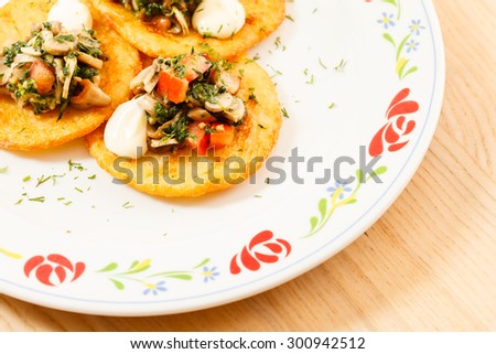 potato pancakes with mushroom