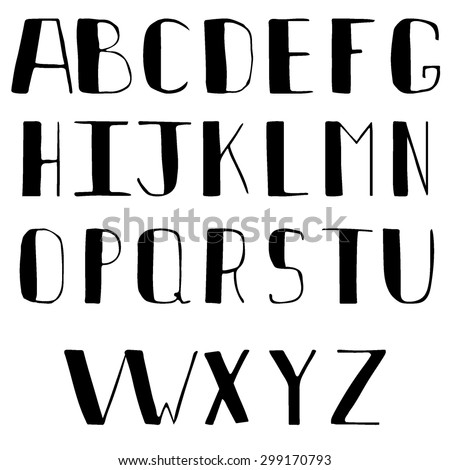 Hand Drawn Font - Alphabet From A To Z In Caps Stock Vector 299170793 ...