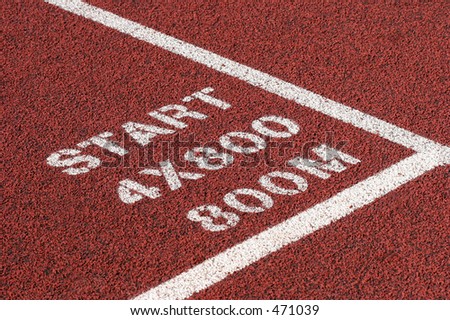 track and field - close up of track with start markings for 800m relay