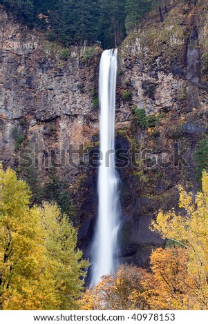 waterfall - multnomah falls near Portland, Oregon. Second-highest year-round waterfall in the US.