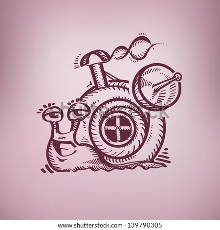 Happy snail. Author's illustration in vector