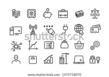 Line icons set. Collection vector black outline logo for mobile apps web or site design