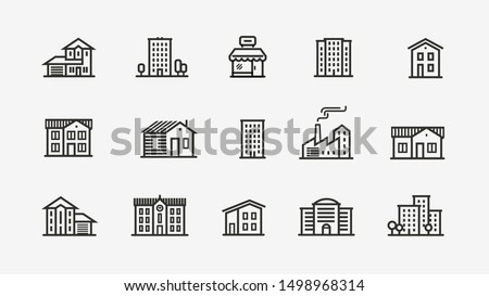 House icon set. Building, building symbol. Vector illustration