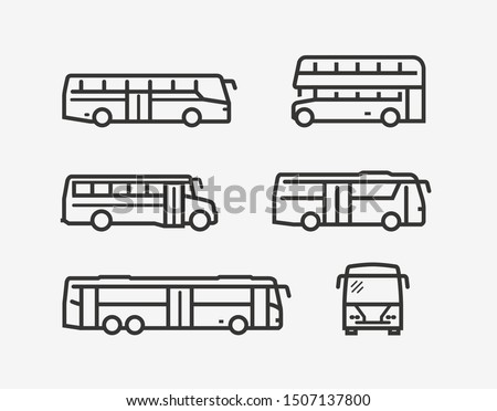 Bus icon set. Transport symbol in linear style. Vector illustration