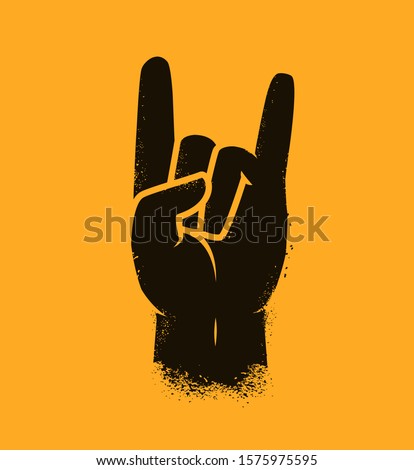 Cool hand gesture symbol. Heavy metal, rock vector illustration