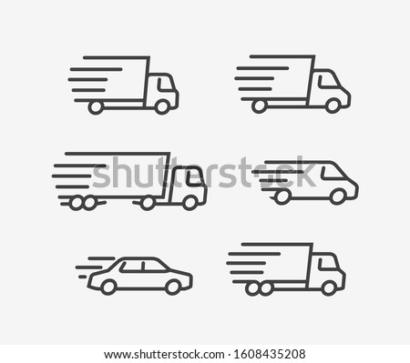 Fast delivery truck icon set. Transport, transportation vector
