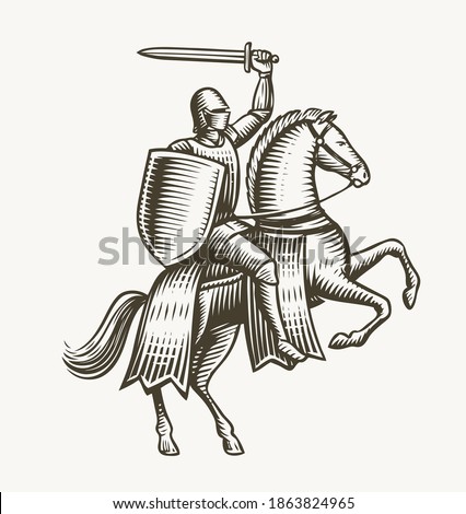 Knight on horseback. Medieval heraldry symbol vector illustration